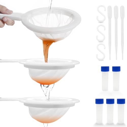 Image of Baby Brine Shrimp Net Sieve 80, 120, 200 Mesh kit with 3 Hooks, 3 Pipettes and 5 Storage Tubes for Brine Shrimp Hatchery Filter Fry Eggs and Hatching Baby Fish Separator (14pcs Parts)