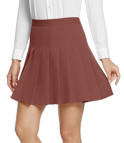 EXCHIC Jupes plissées taille haute pour femme, caramel, Taille XL – vue 3