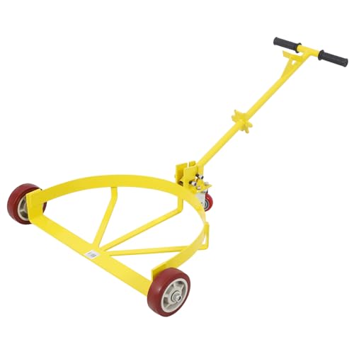 Carrello a tamburo in acciaio resistente con 3 ruote, capacità 544 kg, per spostare fusti e barili in ambienti industriali
