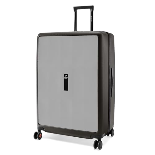 Image of Nasher Miles Zanzibar TSA Lock Hard-Sided Polycarbonate 8 Wheels Double Spinner Check-in Luggage Grey Black 28 inch |75cm Trolley Bag| Suitcase,Large