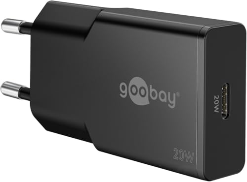 goobay Chargeur Rapide USB-C PD GaN Slim (20 W) Noir pour Les Voyageurs - Samsung, Adaptateur Secteur USB-C, pour sSmartphones et tablettes - 75727