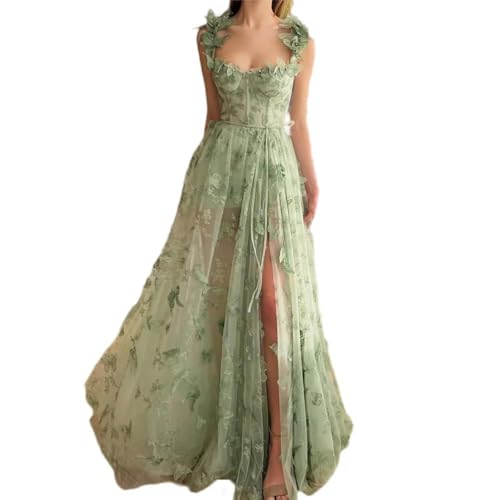 Women's Tulle Halter Sleeveless High Split Bridal Party Beach Dresses Wedding Dresses Long Gowns