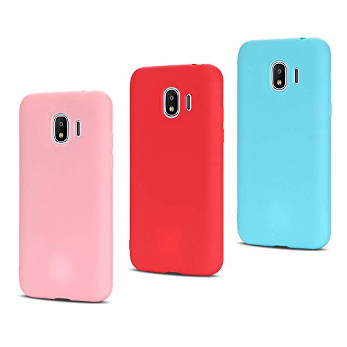 Leton 3X Funda Samsung Galaxy j2 Pro 2018 Silicona Ultrafina Suave Flexible TPU Verde Carcasa Galaxy j2 Pro 2018 Rosa Ultra Delgado Gel Caja Candy Goma Cubierta Case Jalea Protectora Bumper Rojo