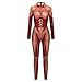 Teilwenl Womens Kyojin Cosplay Costume AOT Bodysuit Jumpsuit Halloween Muscle Skeleton Bodysuit Zentai 3D