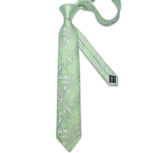 Image of DiBanGu Mens Paisley Tie Set Silk Woven Jacquard Necktie and Pocket Square Cufflinks Gift Set for Wedding Bussiness