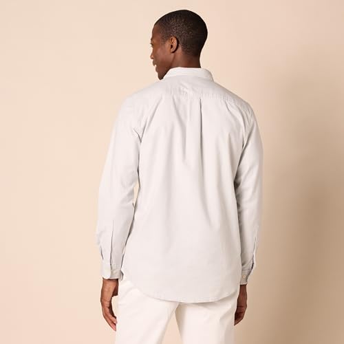 Amazon Essentials Men's Slim-Fit Long-Sleeve Stretch Oxford Cloth Shirt with Pocket, Collared, Light Grey, X-Large - image 2