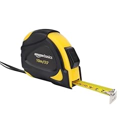 Amazon Basics metro per misurazione, autobloccante, 10 m, con scala metrica decimale (scala di precisione MID), Nero, Giallo