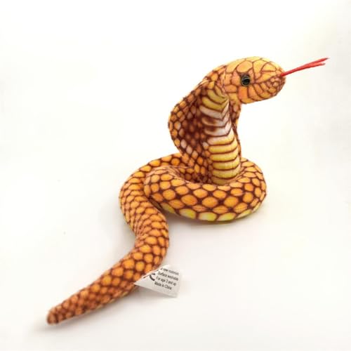 Tikwisdom Stuffed Animals - Snake, Large Cobra Plush Toy, High Simulation Cobra Soft Toy, Prop Animal Party Decoration, Boys and Girls Gift Gifts (Yellow length 70cm)