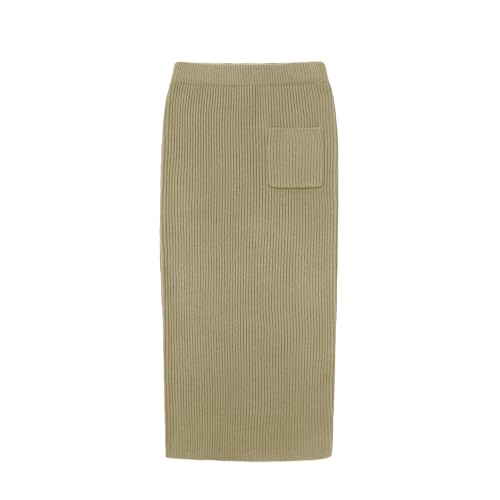 Image of chouyatou Women's Turtleneck 2 Piece Outfits Ribbed Knit Sweater Midi Pencil Skirt Set