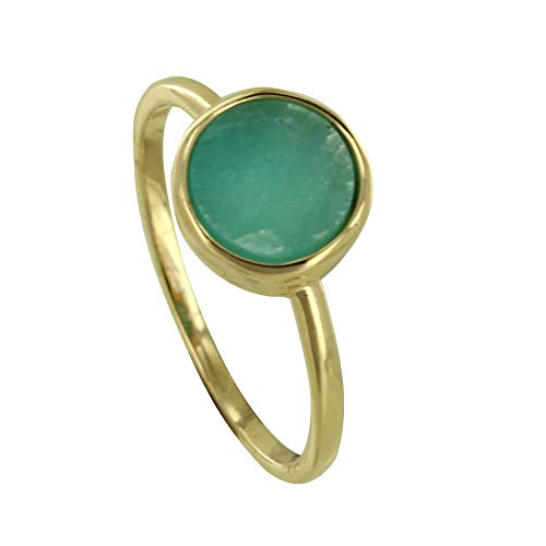 Bague plaqué or et amazonite ronde, le cadeau idéal pour lui faire plaisir