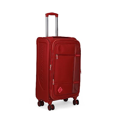 Image of POLO CLUB - USA Flight Nylon Soft Sided 8 Wheeler Spinner Suitcase /Luggage Set /Travel Bag /Set of 3 Trolley Bag (Large- 75 Cm, Medium- 65 Cm, Small- 55 Cm) - Maroon
