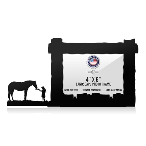 Innovative Fabricators, Inc. American Steel Farm & Ranch Picture Frame, Girl Feeding Horse, 4x6 Landscape, MADE IN USA