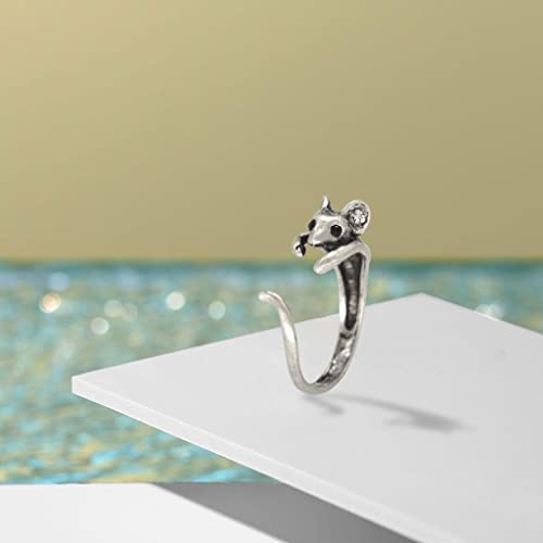 Anillo de ratón ajustable en plata para hombre y mujer pack de 4 piezas 6