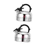 MAGICLULU 2 Stück Mechanischer Küchentimer Minuten Niedlicher Teekessel Form Küchenuhr ohne...