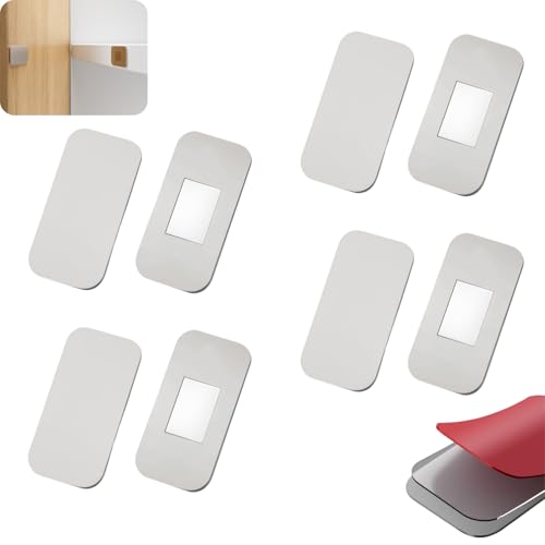 AILEWE 磁気キャッチラッチ ​​大マグネットシート 平行極薄型強力型 両面テープ付き,マグネットキャッチ ステンレス鋼製 シルバー,磁気ドアキャッチ ねじは不要です 戸棚/家具扉/食器棚/クローゼット用 ドア止め金具 4個入り