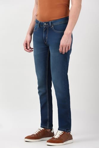Image of Peter England Men's Slim Tapered Jeans | Denim | Premium | Modern Fit
