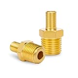 lasuroa 2pcs Brass Air Inflator Adapter, 1/4'' NPT Male Threads Standard Valve Core, Tire Inflator Adapter Air Compressor Fill Valve Connector for Air Hose, Air Chuck, Air Compressor Tank