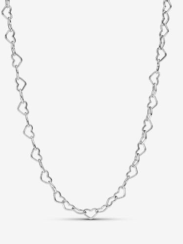 PANDORA Moments Linked Hearts Collier Necklace - Sterling Silver Necklace - Gift for Women - Includes Gift Box - 17.7"3