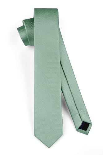 HISDERN Dunkelgrüne Krawatte schmale Krawatten für Herren einfarbige klassische formelle für Hochzeiten Partys und Business (6 cm)