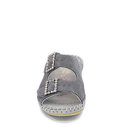 La Plume Women's, Jen Rhinestone Sandal Gray Print 39 M2