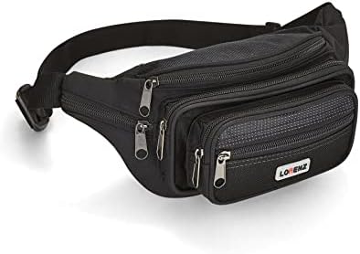 Woodland Leathers Unisex Waist Bag and Bumbag for Women and Men, Multipacket Polyester Bumbags for Ladies Waterproof Belt Bags and Money Bag for Festival, Dog Walking, Running Belt Bag (Black)
