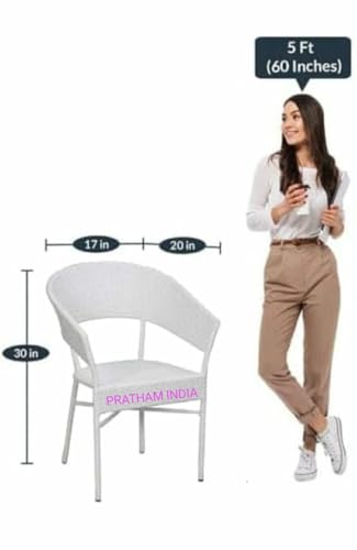 Image of India Garden Patio Seating Chair and Table Set Outdoor Balcony Garden Coffee Patio Furniture Sets with 1 Round Table and 2 Chairs Set (White Color)
