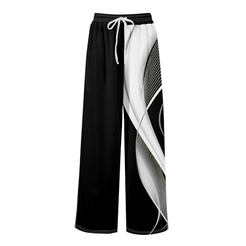 GOFULY Wide Leg Pants Women High Waisted Fall Floral Print Beach Pants Drawstring Elastic Waist Side Slit Pockets Trousers3