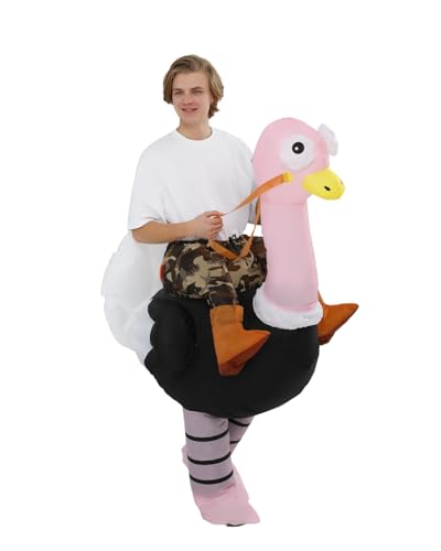 FUNFOCUS Costume de Strass Gonflable pour Adulte – Costume d'Autruche Gonflable pour Hommes et Femmes, Costume de Carnaval Amusant pour Halloween Noël Carnaval Fête（costume d'autruche gonflable adulte