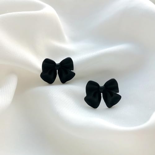 Black Clip On Earrings for Women Bow Tie Earrings Non Piercing Jewelry4