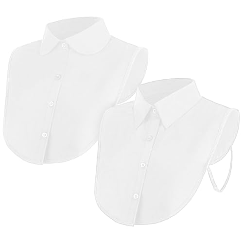2 Pieces Fake Collar for Women Shirts, Detachable Collar Half False Blouse Dickey for Women Girls Outfits Accessory