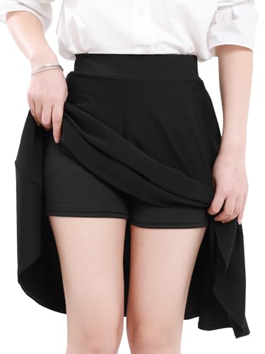 Damen Rock Basic Röcke für Damen mit Hose drunter Knielange Skirt...