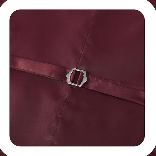 Men's Suits Slim Fit Suit Sets for Men Prom Wedding Suit 3 Pieces Business Blazer Vest Pants Set Burgundy S4