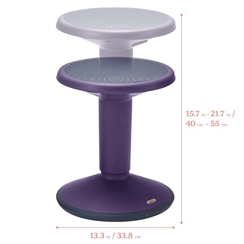 ECR4Kids SitWell Wobble Stool, Adjustable Height, Active Seating, Eggplant