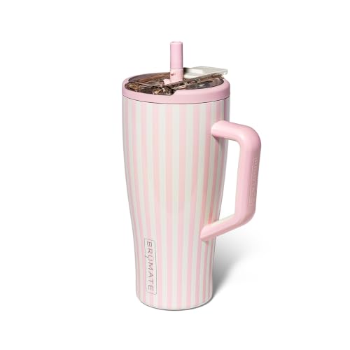 Image of BruMate Era Flip 30oz Tumbler with 100% Leakproof Covered Straw Lid | Hygienic Straw | Insulated Stainless Steel Water Bottle with Handle | Cup Holder Friendly | BPA-Free (Strawberries & Cream)