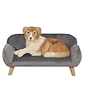 PWTJ Cat Bed/Luxury Velvet Fabric Dog Bed/Fashion Design Dog sofas and Chairs/Durable Wooden Frame Cat Sofa/Dog Couch with Solid Feet/Sofa for Small Dog Using (grey)