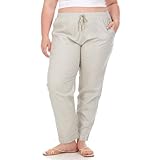 Billabong Plus Size Beach Pants - Womens Loose Fit High Waisted Summer Pants Light Gray