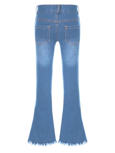 Kids Girls Ripped Flare Jeans Casual Bell Bottom Jeans Denim Pants with Pockets2