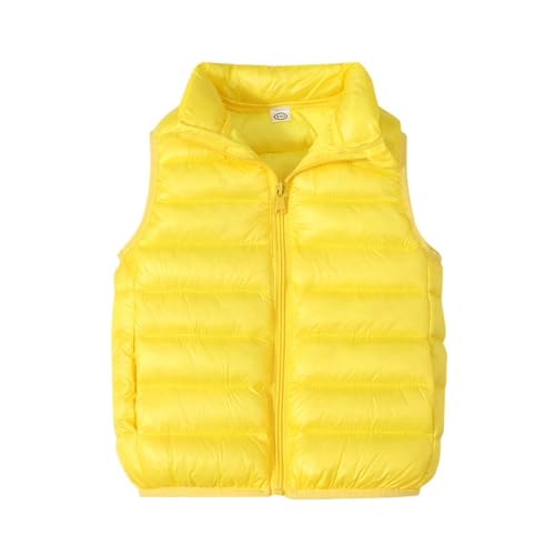 Generisch 10 cm con colletto alto, chiusura lampo, giacca senza maniche per l'inverno, libro dei giovani 12, giallo., 8-9 Anni