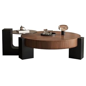 XIUWOUG Couchtisch Rund Set Holz 90CM CT-2025