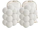 Organic Wool Dryer Balls Wool Balls for Dryer, Laundry Balls for Dryer Reusable 6P Reducing Clothing Wrinkles,Saving Drying Time and Fabric Fluffier 100% New Zealand Wool Lint Balls (24p White)