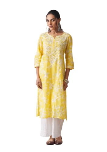 Image of Zainab Mulmul Straight Kurta |Chikankari | Chikankari Kurta | Chikankari Short Kurti | Lucknowi Chikankari Kurti (WL155-P)