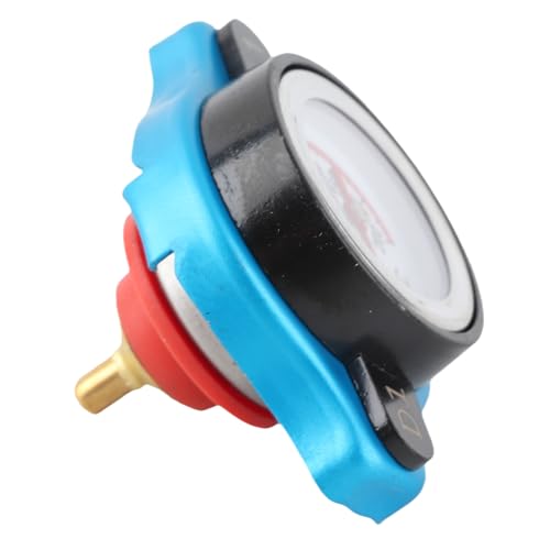 CFTGIW Tapa del radiador del tanque de agua con indicador de temperatura Cubierta del termostato de alta calidad para automóviles motocicletas vehículos todo terreno azul y negro (1,1 bar)