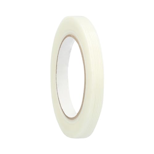 PSBM Filament Tape, Medium Grade, 1 Inch x 60 Yards, 72 Pack, Tensilized Fiberglass Strand Tape for Bundling Palletizing Reinforcing