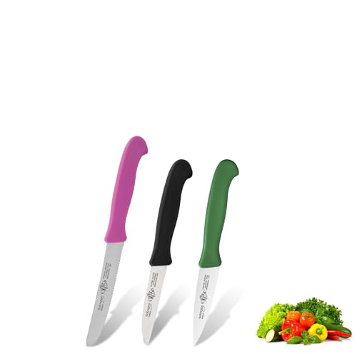 EIKASO Solingen Germany Küchenmesser Set 3-teilig – Obst- & Gemüsemesser rostfrei aus Molybdänstahl 1.4116 mit ergonomischen Griffen, bunte Frühstücksmesser EIKASO Solingen Germany Küchenmesser Set 3-teilig – Obst- & Gemüsemesser rostfrei aus Molybdänstahl 1.4116 mit ergonomischen Griffen, bunte Frühstücksmesser