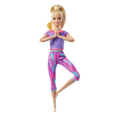 Barbie-Puppe, Serie Made to Move, bewegliche, Yoga blonden Haaren und violettem Yoga-Outfit, inkl Puppe, Geschenk f&uuml;r Kinder, Spielzeug ab 3 Jahre,GXF04