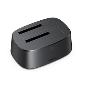 UGREEN Festplatten Dockingstation, USB 3.0 HDD Docking Station für 2, 5''/3, 5'' SATA HDD & SSD, 5Gbps Dual Bay Festplatten Adapter unterstützt Offline-Klonen und UASP