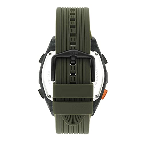 Fossil Men Silicone Everett Solar Digital Black Dial Watch-Fs5860, Band Color-Green - Image 4