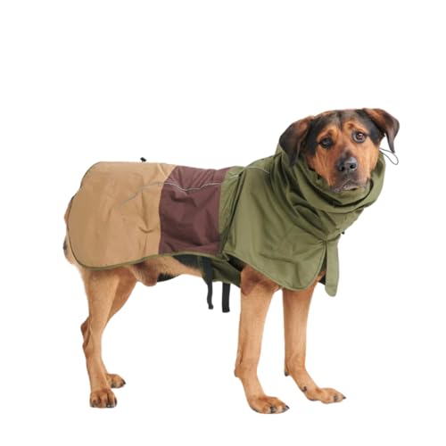 Spark Paws Dog Raincoat, Waterproof Coat Rain Jacket for Small Medium Large Dogs, Reflective Breathable Full-Body Coverage – Green Brown Tan, 4XL