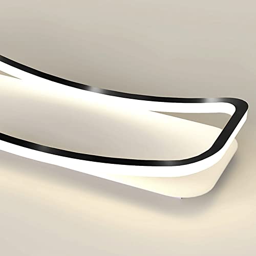 Lámpara de techo lineal LED negra de diseño delgado con 3 tonos de luz para dormitorio 6
