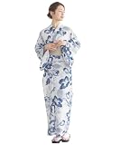 [SOUBIEN] ソウビエン 浴衣 4点 セット セパレート 新二部式浴衣 floro レディース (浴衣/半幅帯/伊達締め/下駄) フリーサイズ 紺碧の洋花あわせ×亜麻色 ykf10152-obs10029